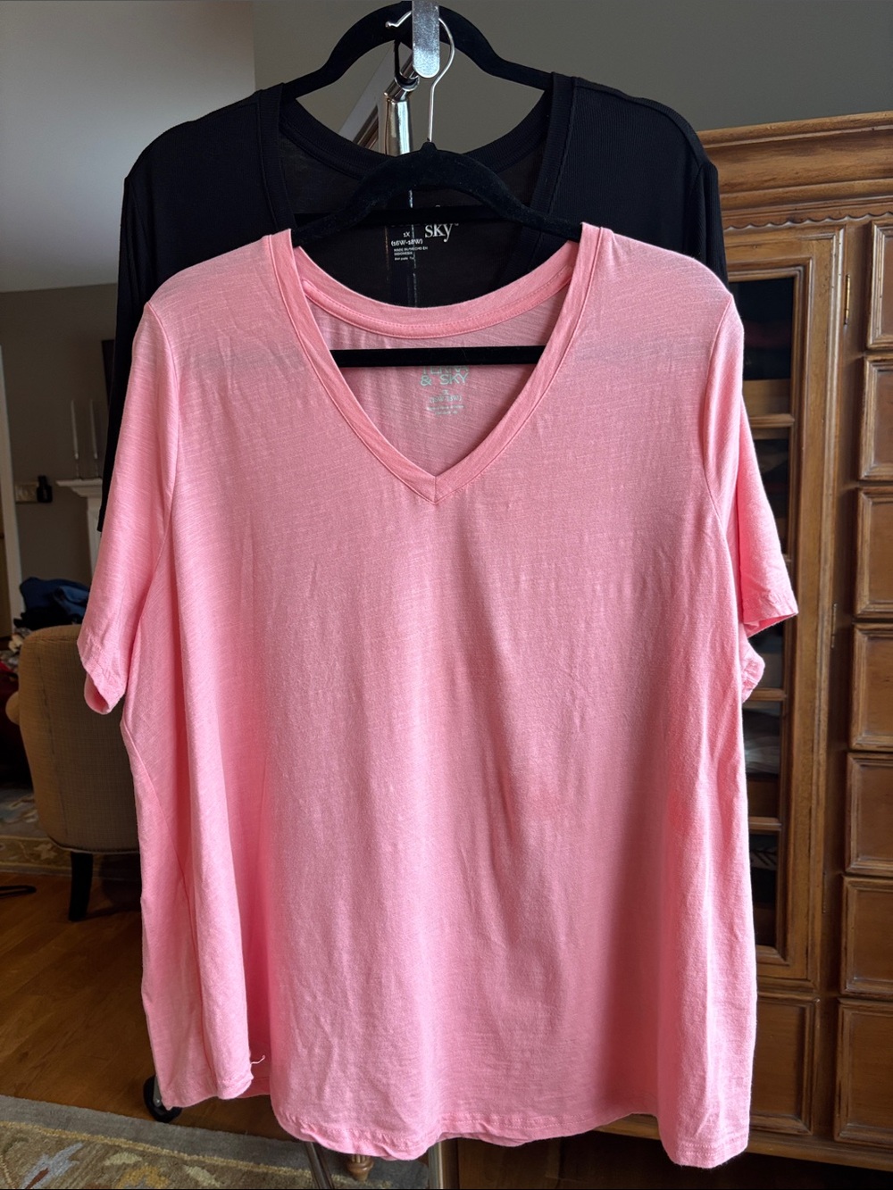 Terra & Sky Pink V-Neck Short Sleeve Tee